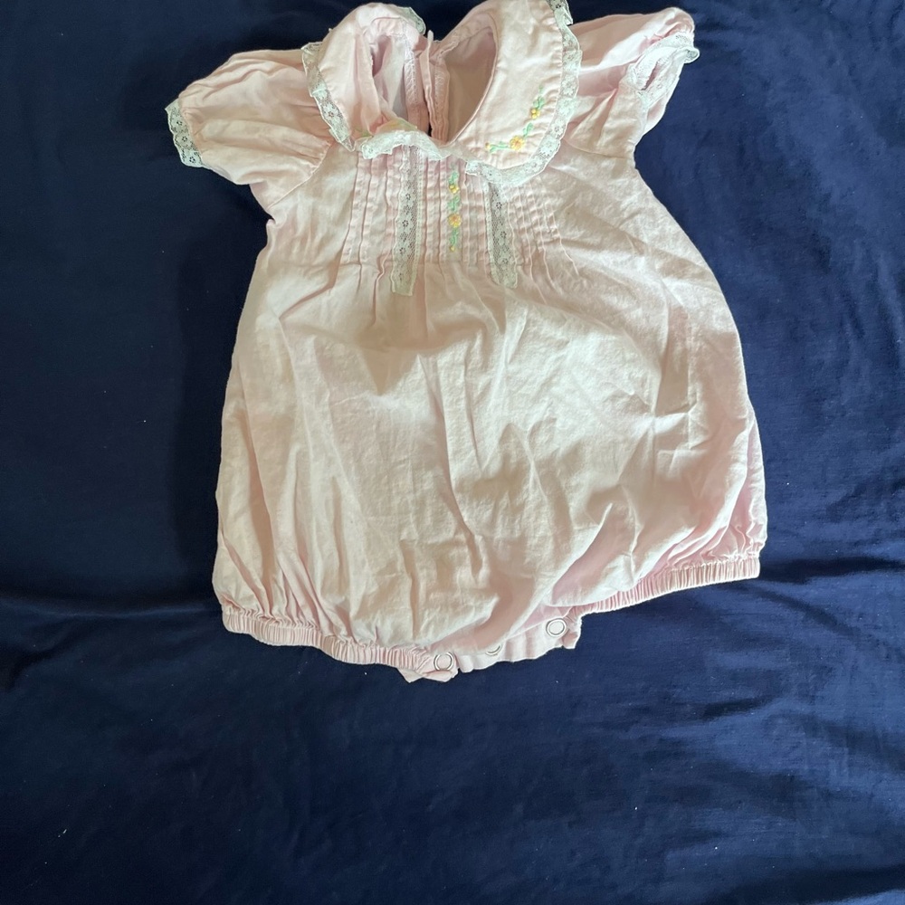 Baby Pink Romper with Embroidered Details